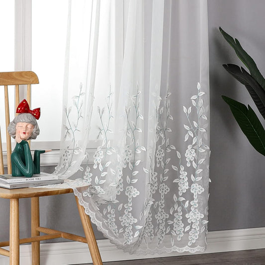 VISIONTEX White Sheer Voile Curtains, Decorative White Embossed Drip Rod Pocket Window Drapes for Home Kitchen, Living Room and Bedroom 54 x 72 Inch, Set of 2 Curtain Panels