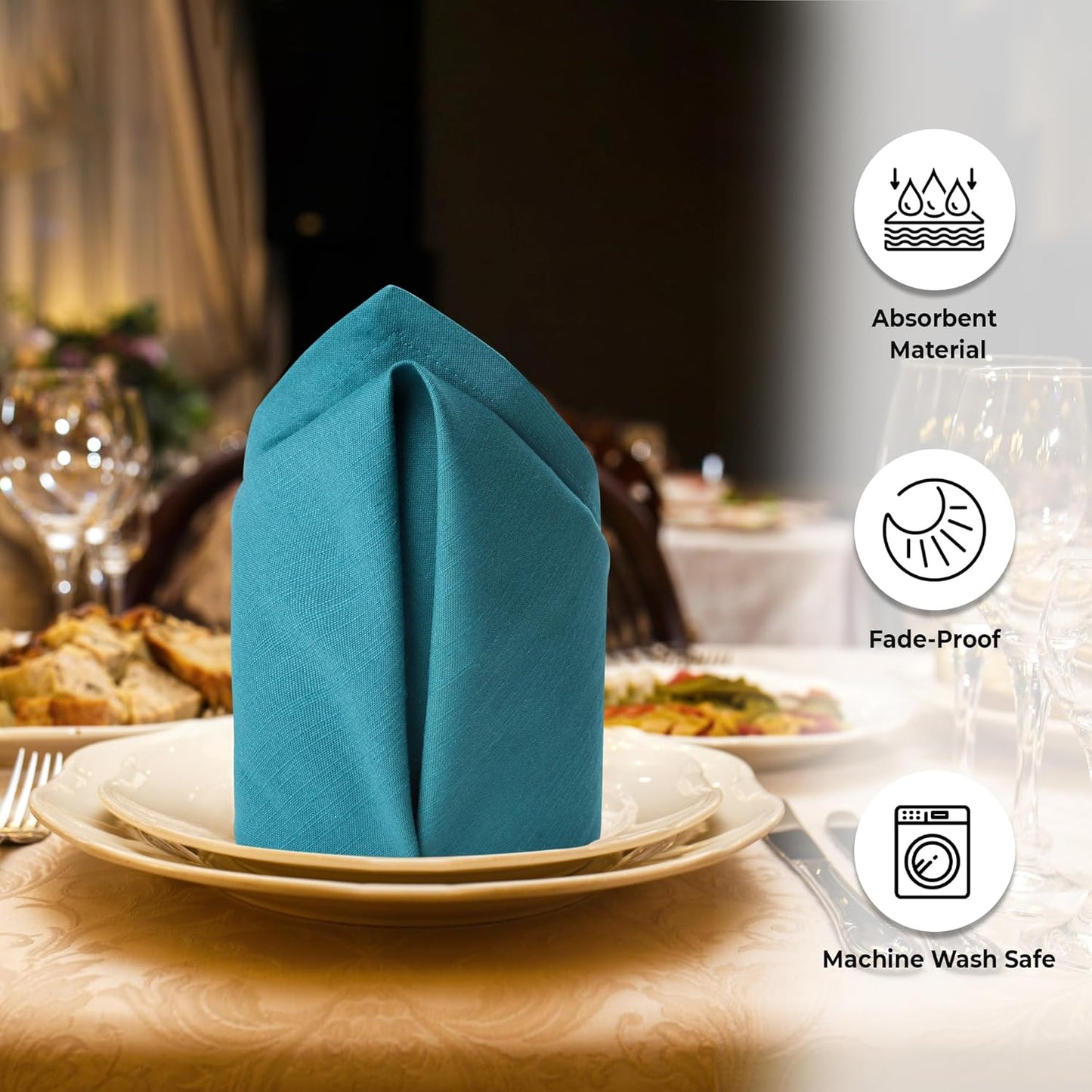 Urban Villa Christmas Dinner Napkins 20’’x20’’ Over Sized Set of 12 Turquise Color Cloth Napkins 100% Cotton Slub Thanks Giving Cloth Napkins Premium Hotel Quality Everyday use Soft Dinner Napkins
