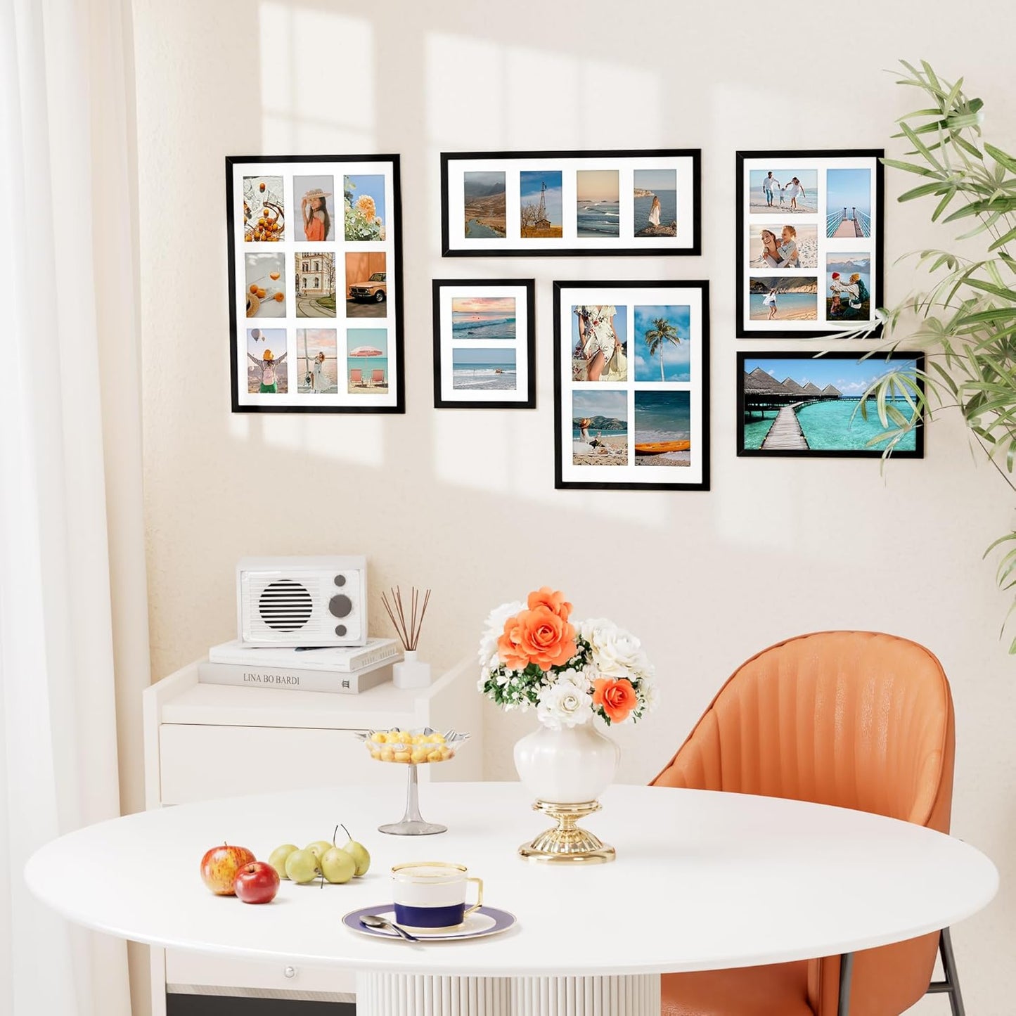 Vittanly 8x10 Collage Picture Frame, Displays 2Pcs 4x6 Pictures with Mat, Photo Frame for Wall Mounting or Table Top with Stand, Black, 1 Pack