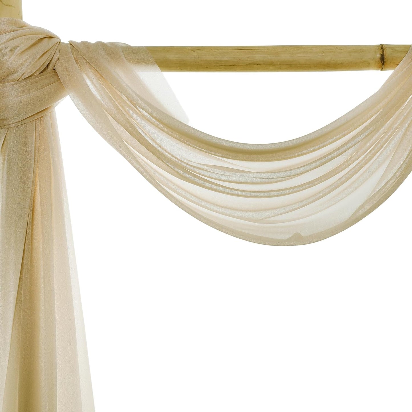 VDS Pack of 2 Panel (30 Inch X 40 Feet) Wedding Arch Draping Fabric Sheer Chiffon Fabric Drapery for Wedding Ceremony Reception Swag Backdrop Canopy Chuppah ARBO Altars Decoration (Champagne)
