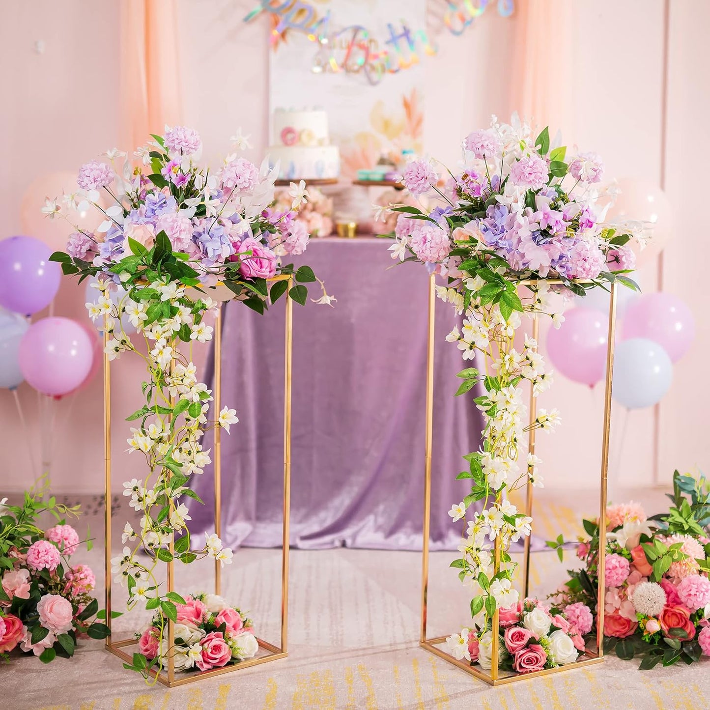 Gold Flower Stand for Table: 31.5” Tall Centerpiece Stand for Wedding Table Reception Floral Center Pieces with Home Decoration Party Event 10 PCS