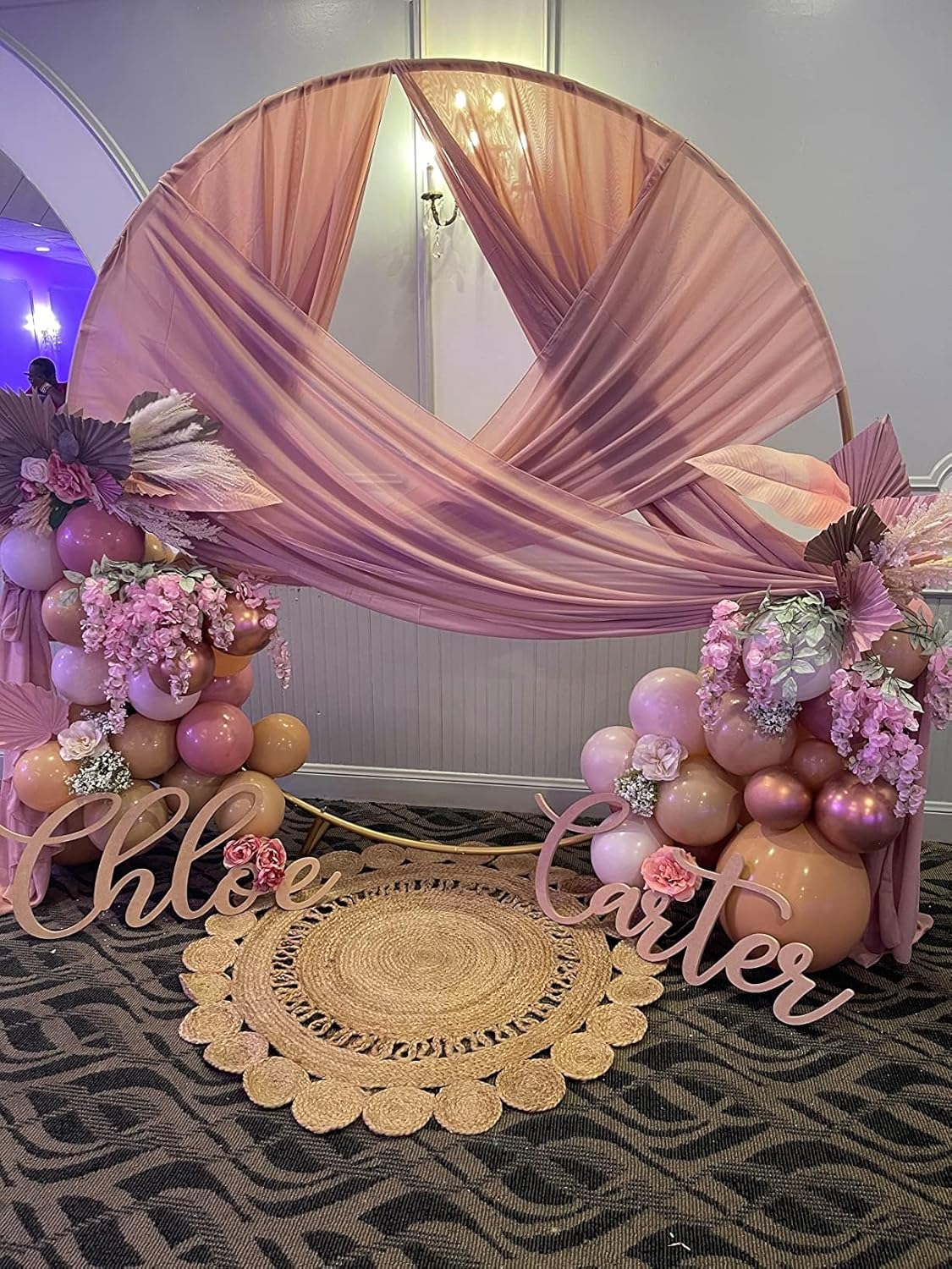 Wedding Arch Draping Fabric Backdrop 1 Panel 60" x 26Ft Dusty Rose Drapes Curtains for Wedding Reception Sheer Tulle Backdrop Curtain for Ceremony Birthday Party Baby Shower Arbor Ceiling Decorations
