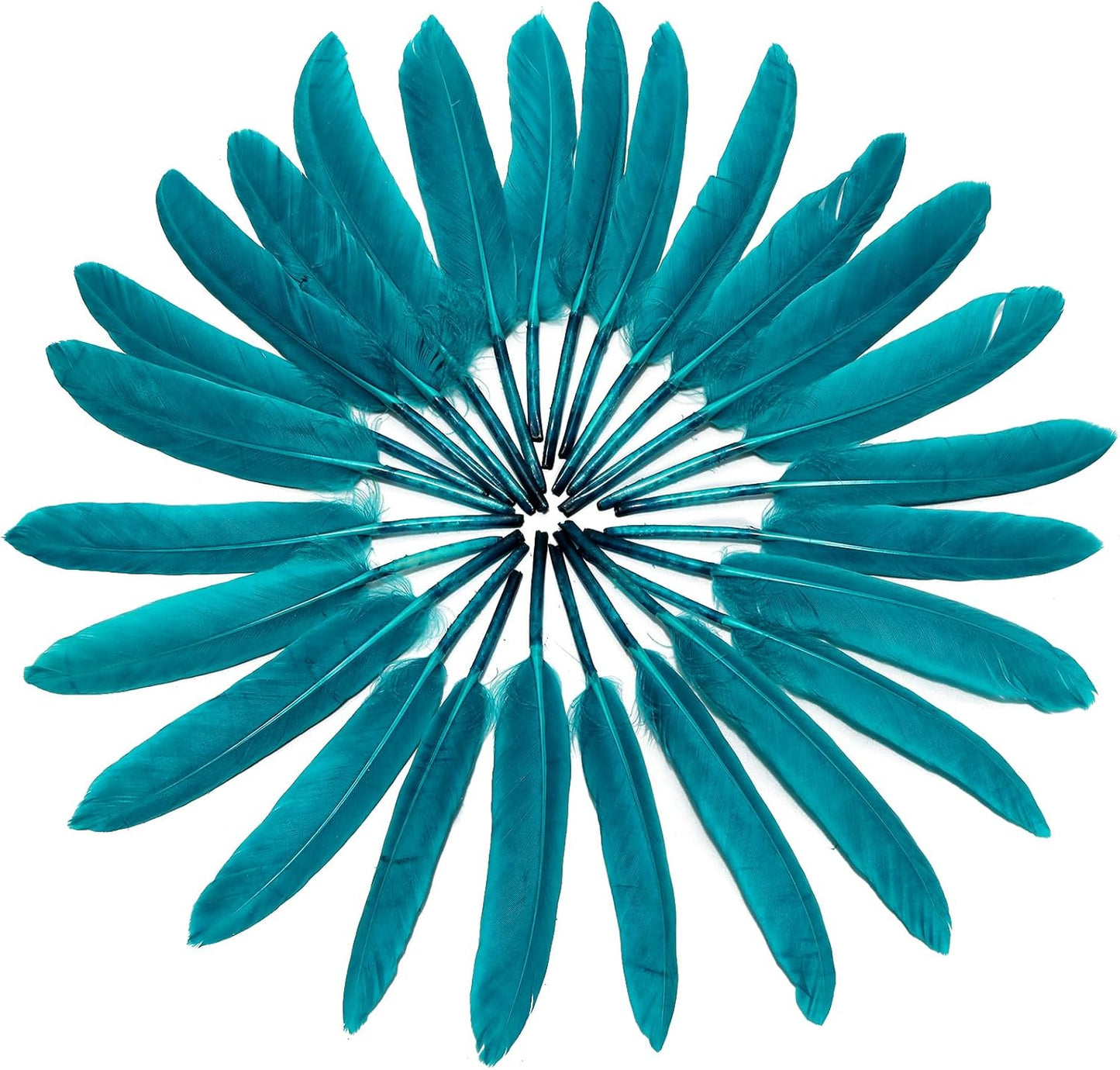 FeelfunFeather 120pcs Peacock Blue Goose Cochettes Feather Natural Bulk 4-6 inch 10-15cm for Wedding Party Christmas Decorations DIY Crafts Goose Cochettes Feather