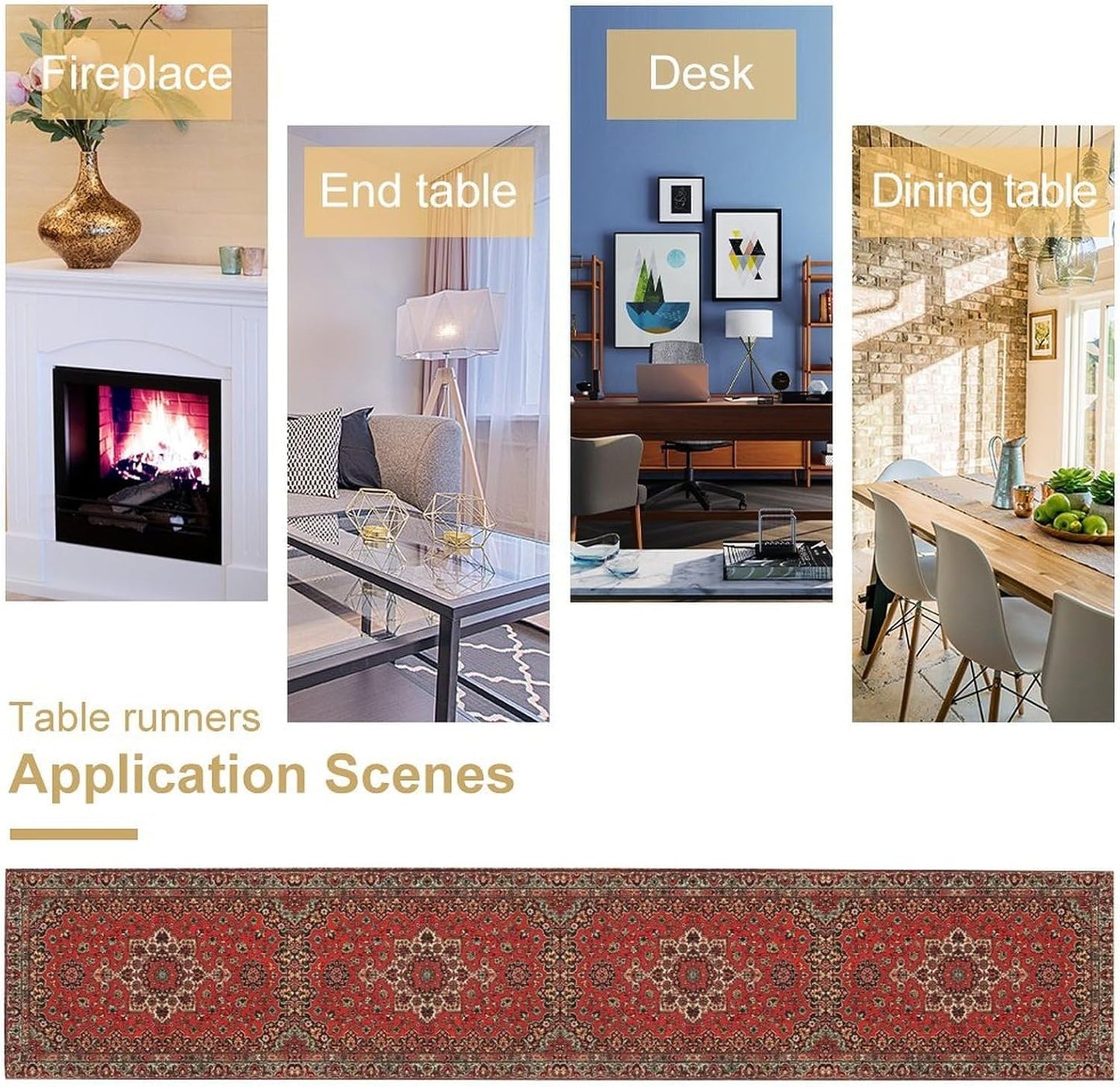 Vintage Boho Red Table Runner,Elegant Mid Century for Home Farmhouse Kitchen Table Dining Coffee Room Garden Party Wedding Decor 13x36in