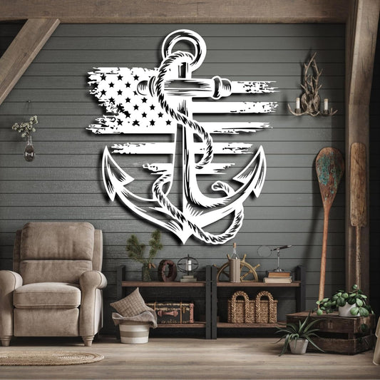 lunwall Metal Anchor Wall Decor, Anchor Metal Sign, Metal Anchor Decor, Anchor Metal Wall Art, Metal Nautical Wall Decor, Metal Wall Decor Coastal, Anchor Wall Decor (white, 39L x 36W / 100 x 91 cm)