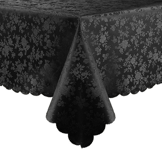Smiry Rectangle Table Cloth, Waterproof Heavy Duty Vinyl Tablecloths, Wipeable Washable Table Cover for Kitchen and Dining Room (Black, 54" X 78")