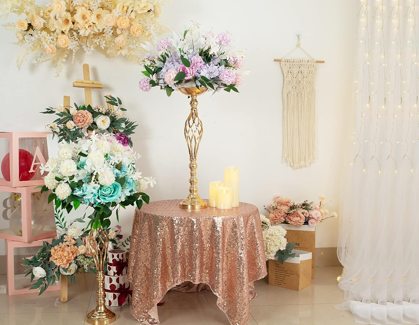 Wedding Centerpieces for Reception Tables, Twist Candleholder Stands, Flower Arrangement Vases, Metal Centerpieces for Wedding Road-Leading Party Home Decor