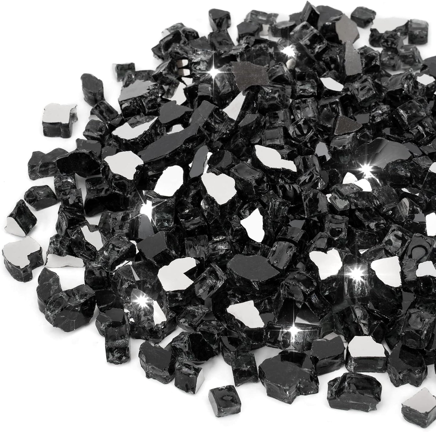 Stanbroil 10-Pound Fire Glass - 1/2 inch Reflective Tempered Fire Glass for Fireplace Fire Pit, Onyx Black Reflective