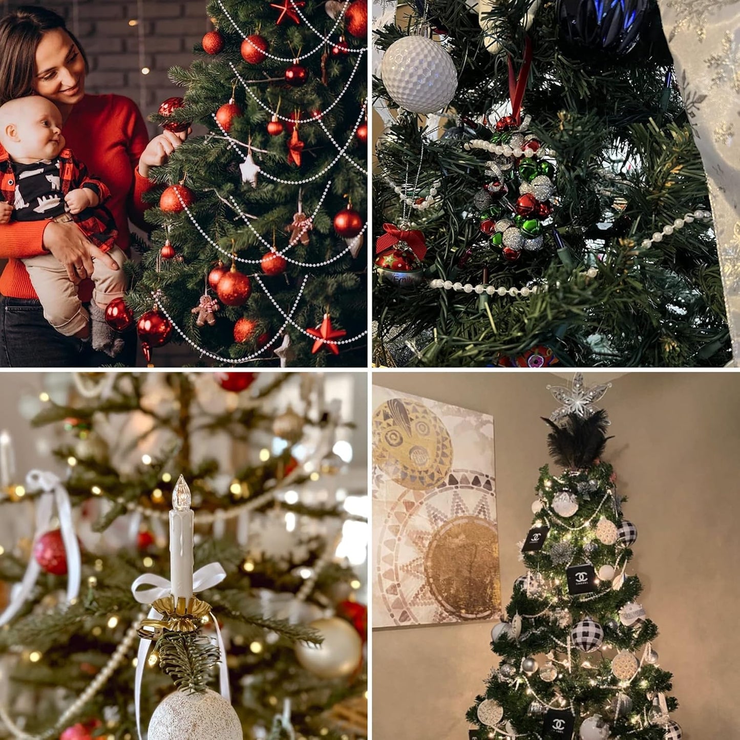 XINHUIDALSQ Craft String of Pearls 6 MM Faux Pearl Beaded,66 Feet Ivory Garland Bead String for Christmas Tree Decorations, Wedding Party Decoration(Ivory, 6mm/20M)