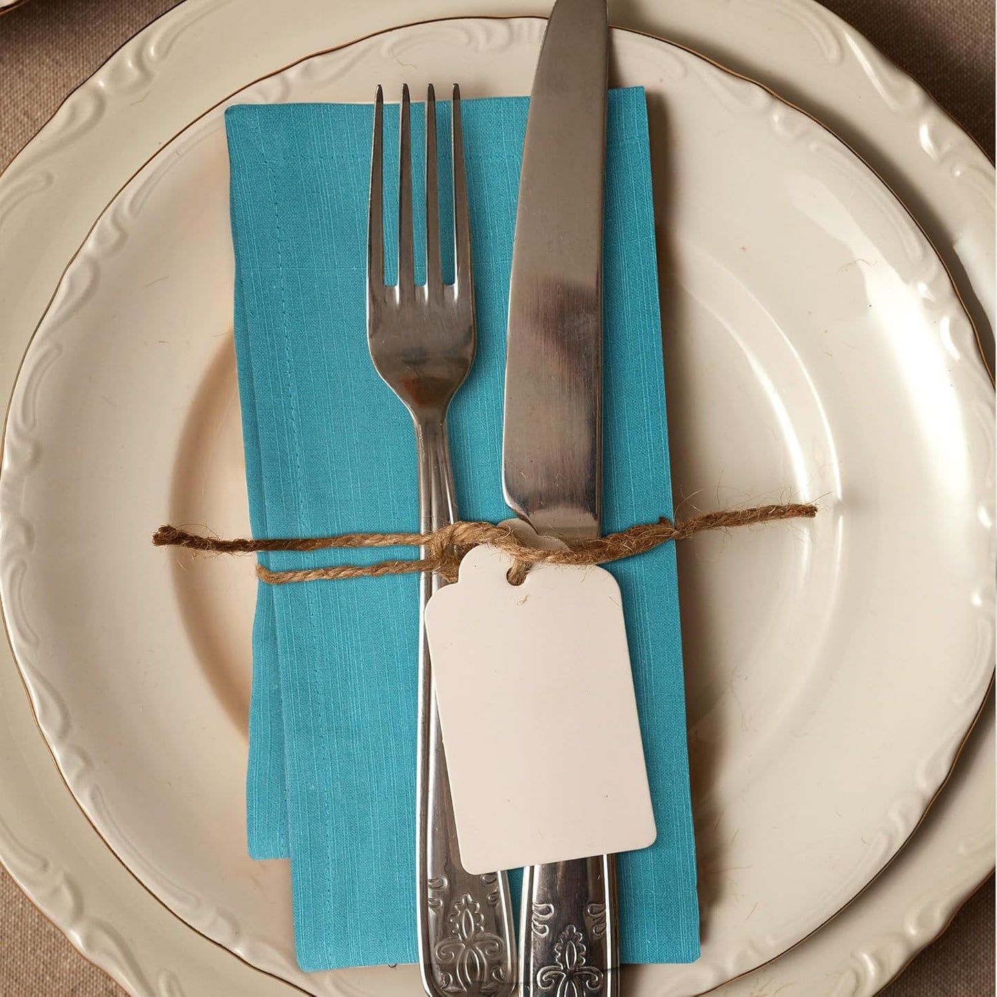 Urban Villa Christmas Dinner Napkins 20’’x20’’ Over Sized Set of 12 Turquise Color Cloth Napkins 100% Cotton Slub Thanks Giving Cloth Napkins Premium Hotel Quality Everyday use Soft Dinner Napkins