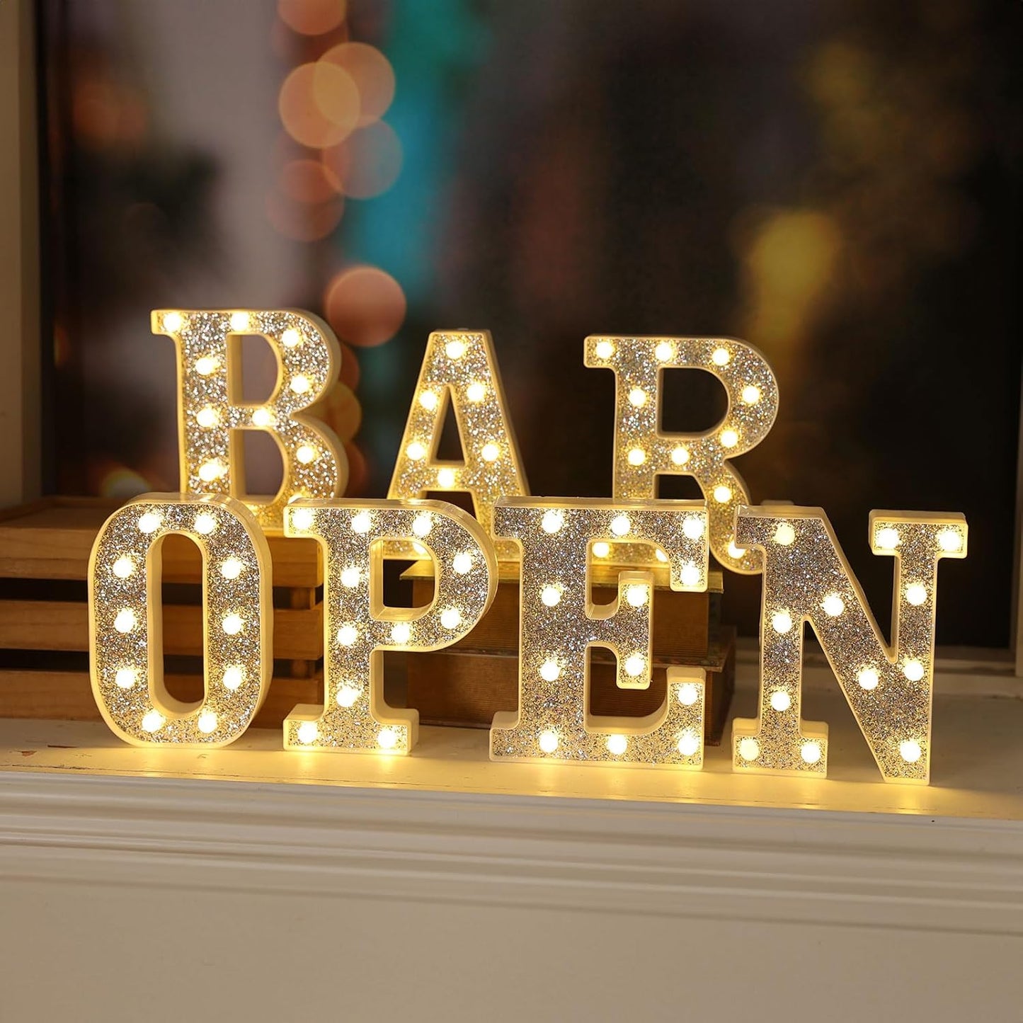 NW LIGHT Marquee Light Letters for Table Decorations, Glitter Light Up Signs for Prom, Events, or Engagement Party Decor, Featuring Alphabet & Number Lighted Letters