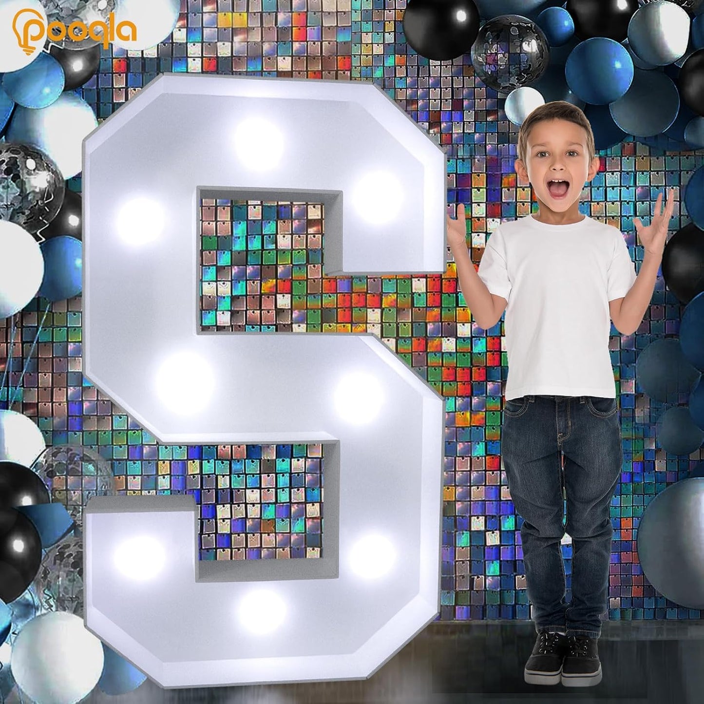 Pooqla 3FT Marquee Light Up Letters, Cool White and Warm White LED Big Mosaic Marquee Letters 3 Feet, Giant Letter Sign for Balloons Birthday Anniversary Wedding Party Decoration, Letter V
