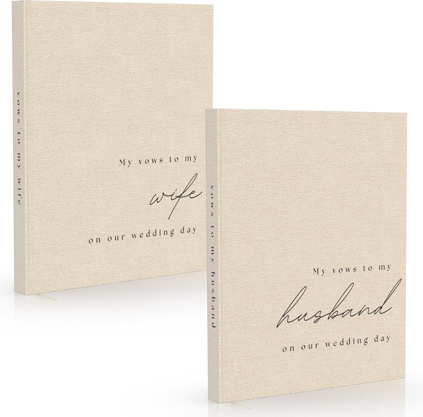 Wedding Vow Books His and Hers - 2 Pack Personalized His & Hers Book - Linen Hardcover Bride and Groom Notebook for Ceremony Vows - Bookmark & Lined Pages - Renewal & Wedding Must Haves