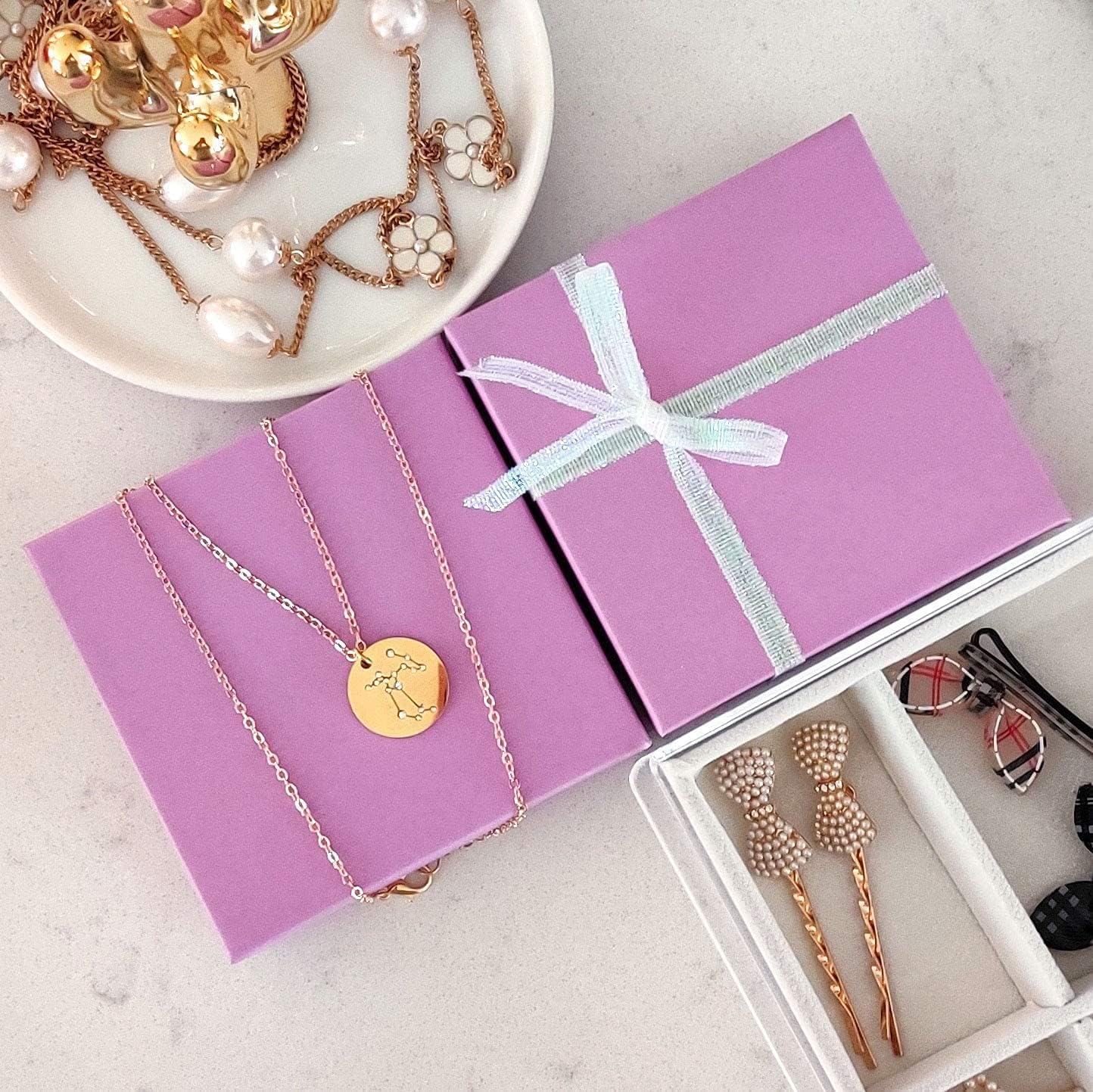 TheDisplayGuys - 25-Pack #53 Kraft Paper Cardboard Gift Boxes/Jewelry Cases w. Cotton Padding & Lid - Purple - (5.4" x 3.9" x 1.0")