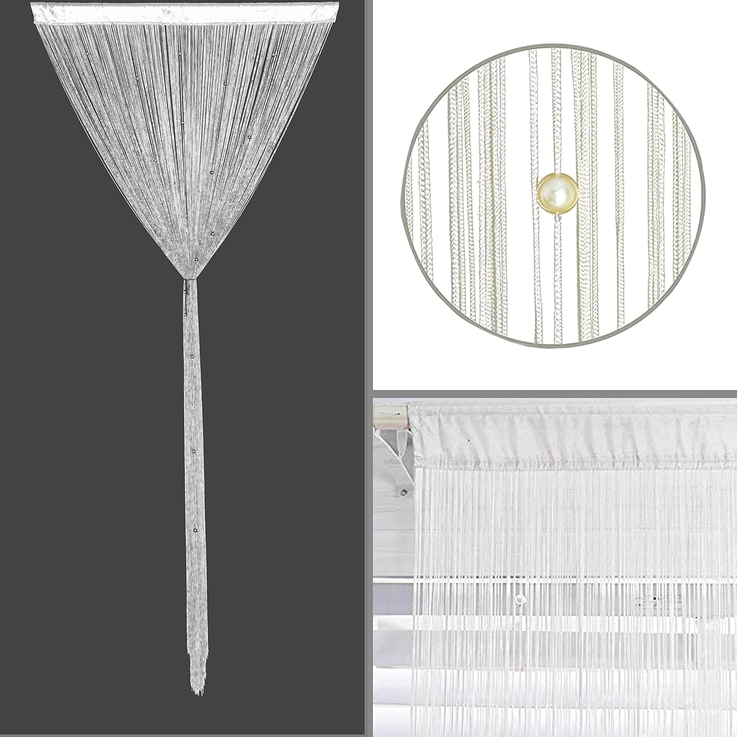 Beaded Doorway Curtain Door Beads Dense String Curtains Fringe Hippie Perfect for Wall Hanging Decor Room Divider Privacy Doors Window Closet Doorways Decorations (100x280cm,White)