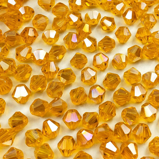 250pcs 6mm Bicone Crystal Glass Beads Loose Spacer Beads Faceted Craft Beads for Jewelry Making DIY Necklace Bracelet Earring Wind Chimes Suncatchers Ornamen(Light Orange AB)
