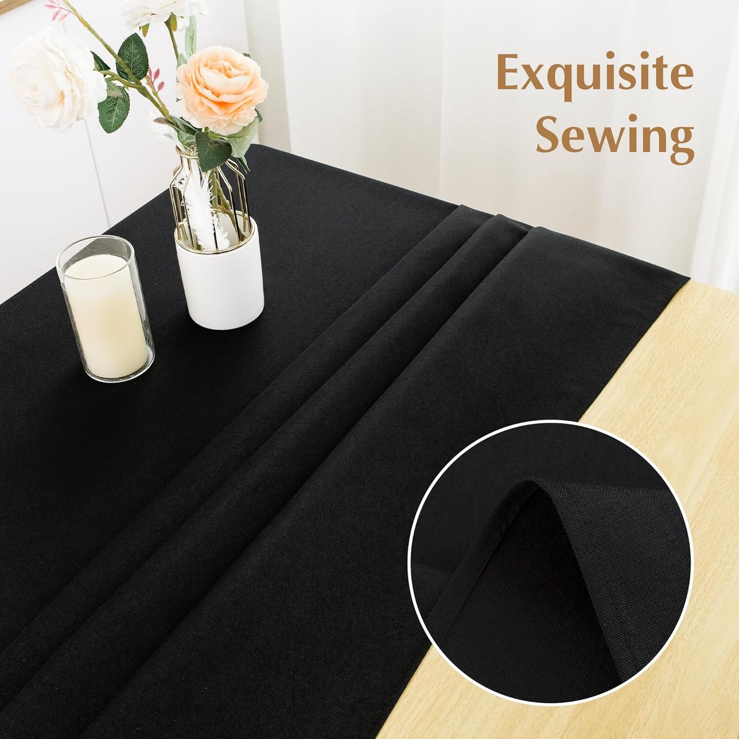 2 Pack Square Table Cloth 60X60 Inch Black Washable Fabric Tablecloth Polyester Solid Dining Table Cover for Birthday Party Dinner Holiday Outdoor Indoor