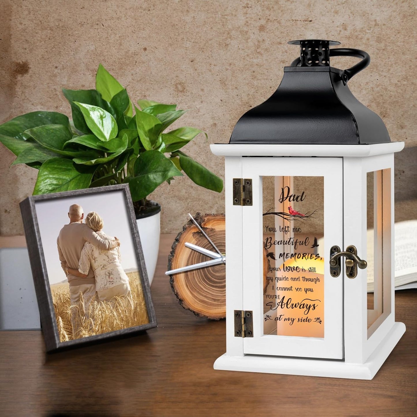 Memorial Lantern - Bereavement Sympathy Gifts for Loss of Loved One Memorial Gifts for Loss of Father Remembrance Gifts Thoughtful Funeral Gifts for Loss of Dad with LED Candle and Remote