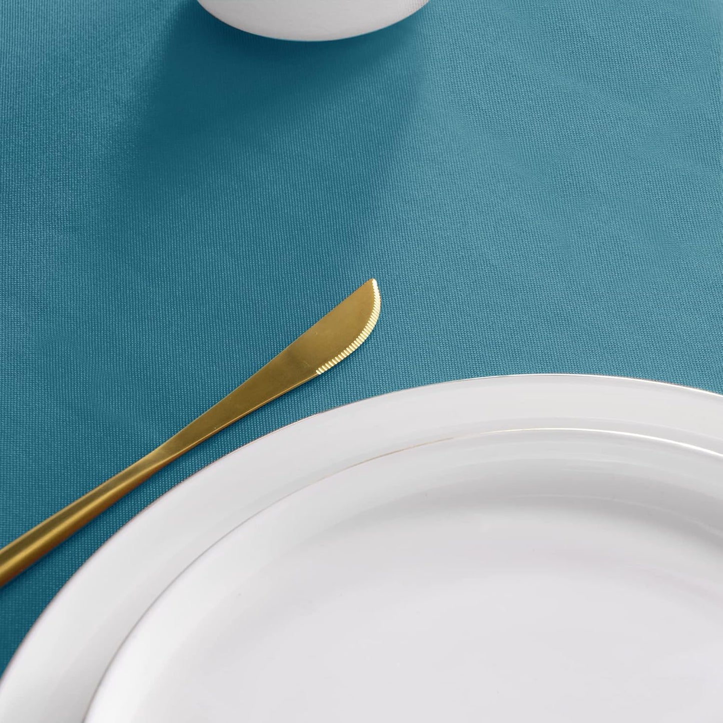 sancua Round Tablecloth - 80 Inch - Water Resistant Spill Proof Washable Polyester Table Cloth Decorative Fabric Table Cover for Dining Tables, Buffet Parties and Camping, Teal