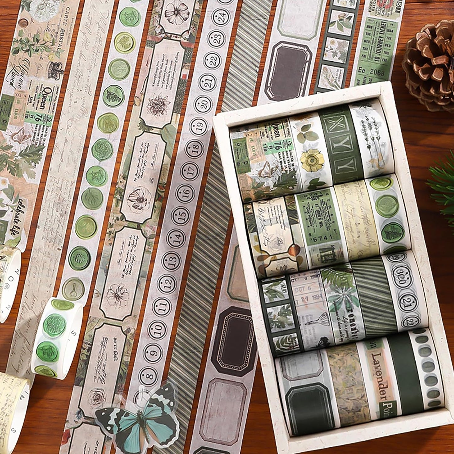 18 Rolls Botanical washi Tape Set for Crafts and Journaling DIY Scrapbooking Supplies Flower washi Tape for Scrapbooking Decorating Tape