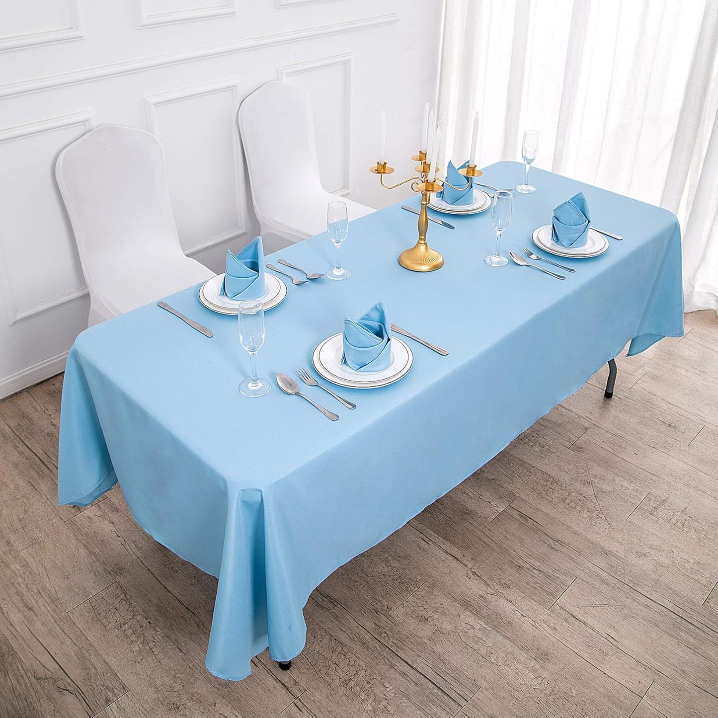 Rectangle Tablecloth 60x120 inch Washable Polyester Fabric Table Cloth for Wedding Party Dining Banquet Decoration（60x120, Blue Mist）