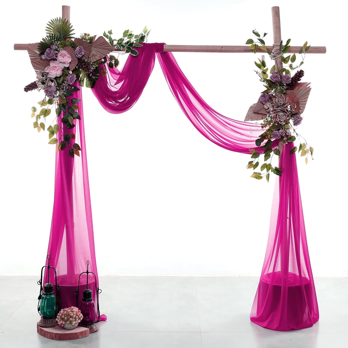 VDS Pack of 1 Panel (30 Inch X 50 Feet) Wedding Arch Draping Fabric Sheer Chiffon Fabric Drapery for Wedding Ceremony Reception Swag Backdrop Canopy Chuppah ARBO Altars Decoration (Magenta)
