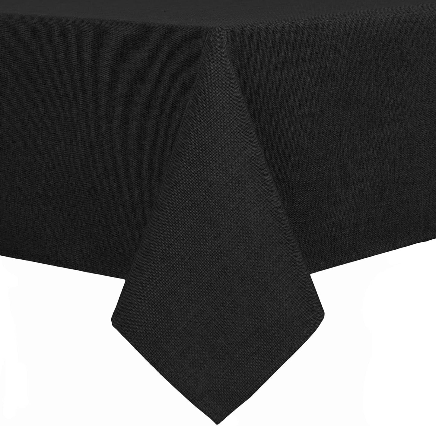 Hiasan Faux Linen Rectangle Tablecloth - Wrinkle and Stain Resistant Washable Table Cloth for Kitchen Dining Room Holiday Table Cover for Party Dinner, Black, 54 x 108 Inch