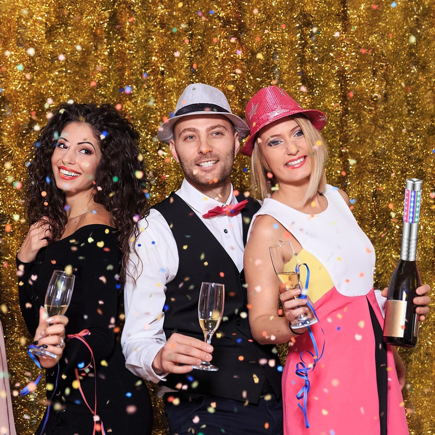 6 Pieces RGB LED Strobe Baton Light Rechargeable Bottle Service Sparklers Stick Reusable Champagne Bottle Handheld LED for Club Stage Nightclub Party Concert Event Bar Outdoor - Silver