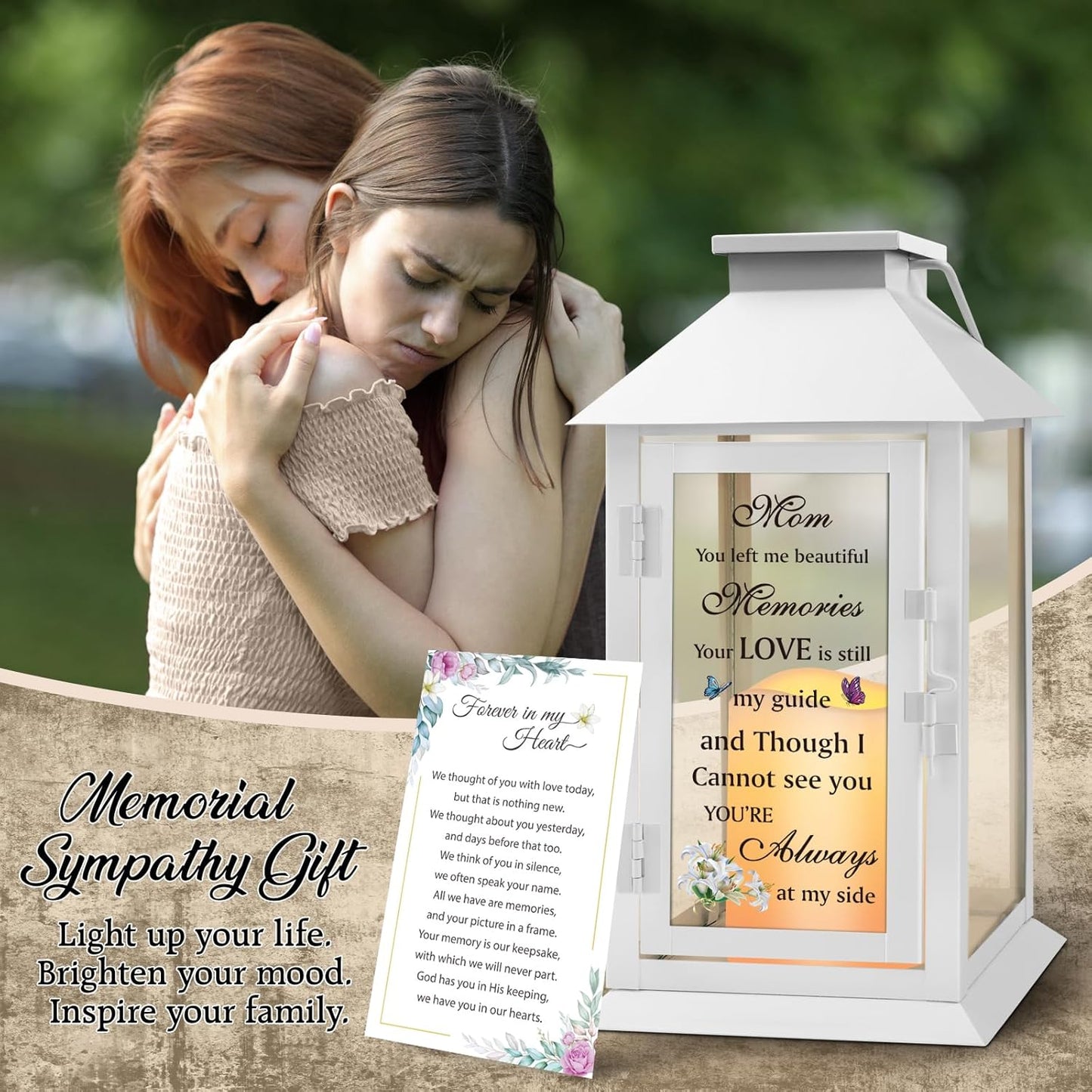 Memorial Lantern Bereavement Gifts in Memory of Loved One Memorial Gifts for Loss of Mother Remembrance Sympathy Gifts for Loss of Loved One with LED Candle and Remote