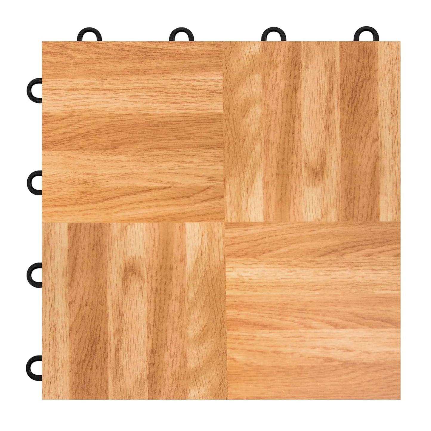 IncStores 3/8" Thick Snap Together Dance Flooring Tiles | 12”x12” Printed Vinyl Dance Floor Tiles for Practice & Performance | Oak | 52 Tile Pack