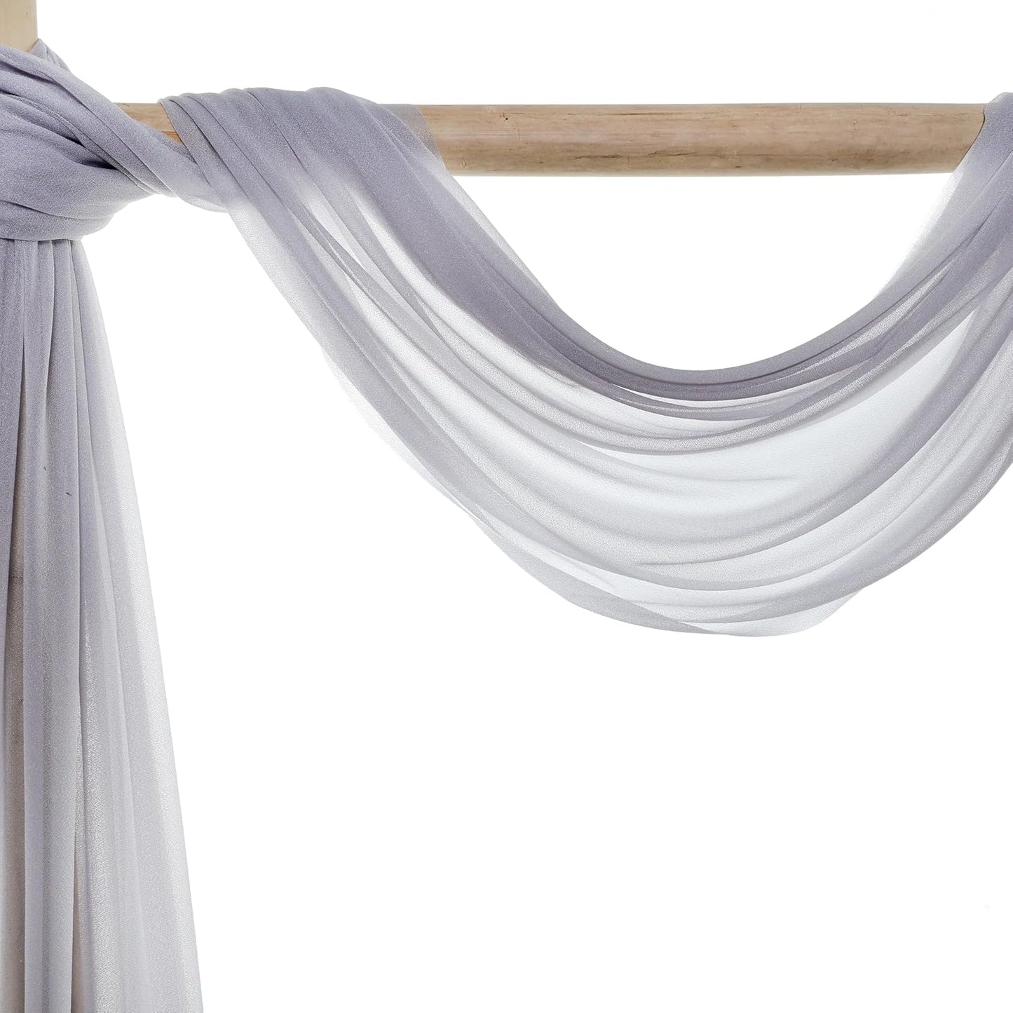 VDS Pack of 3 Panel (30 Inch X 20 Feet) Wedding Arch Draping Fabric Sheer Chiffon Fabric Drapery for Wedding Ceremony Reception Swag Backdrop Canopy Chuppah ARBO Altars Decoration (Cool Grey)