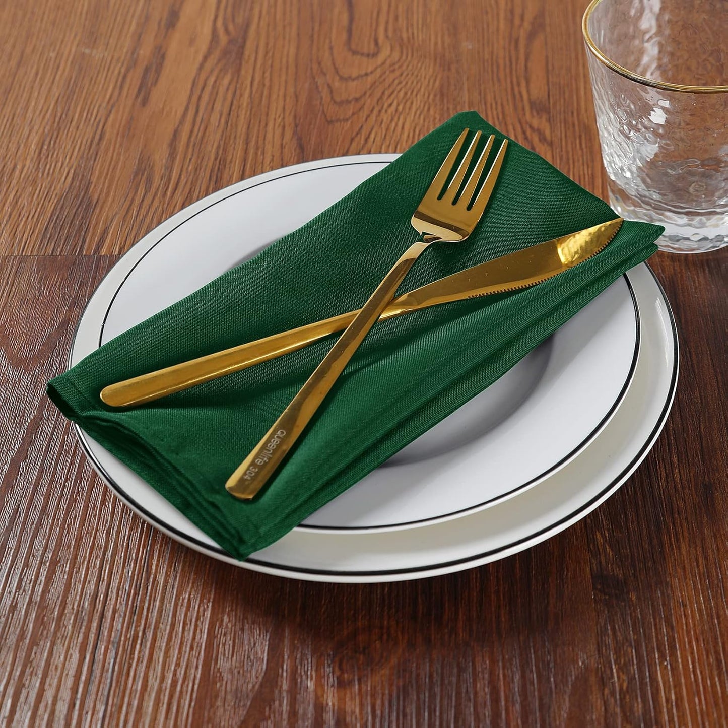 Cloth Napkins 17x17 inch Washable Polyester Dinner Napkins Soft Table Napkins for Wedding Party Dining Banquet(Hunter,100PCS)
