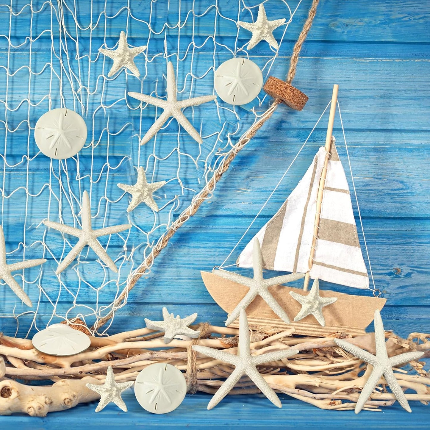Queekay 15 Pieces Resin Starfish Sand Dollars 2.0 Inch 4.7 Inch Starfish 2.3 Inch Sand Dollars Crafts Ocean Themed Glittered Coastal Decorations for Summer Wedding Christmas Party Decor Supplies