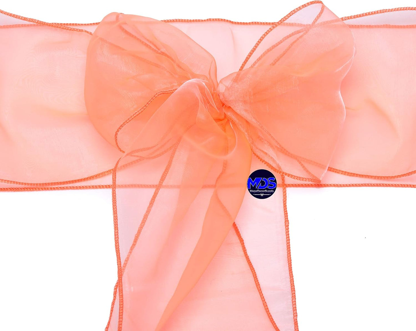 MDS Pack of 250 PCS Organza Chair Sashes Wider Dining Chair Bows Ribbon Tie Back for Wedding Party Birthday Bridal Shower Reception Event Banquet Home Chair Cover Decoration - Light Orange