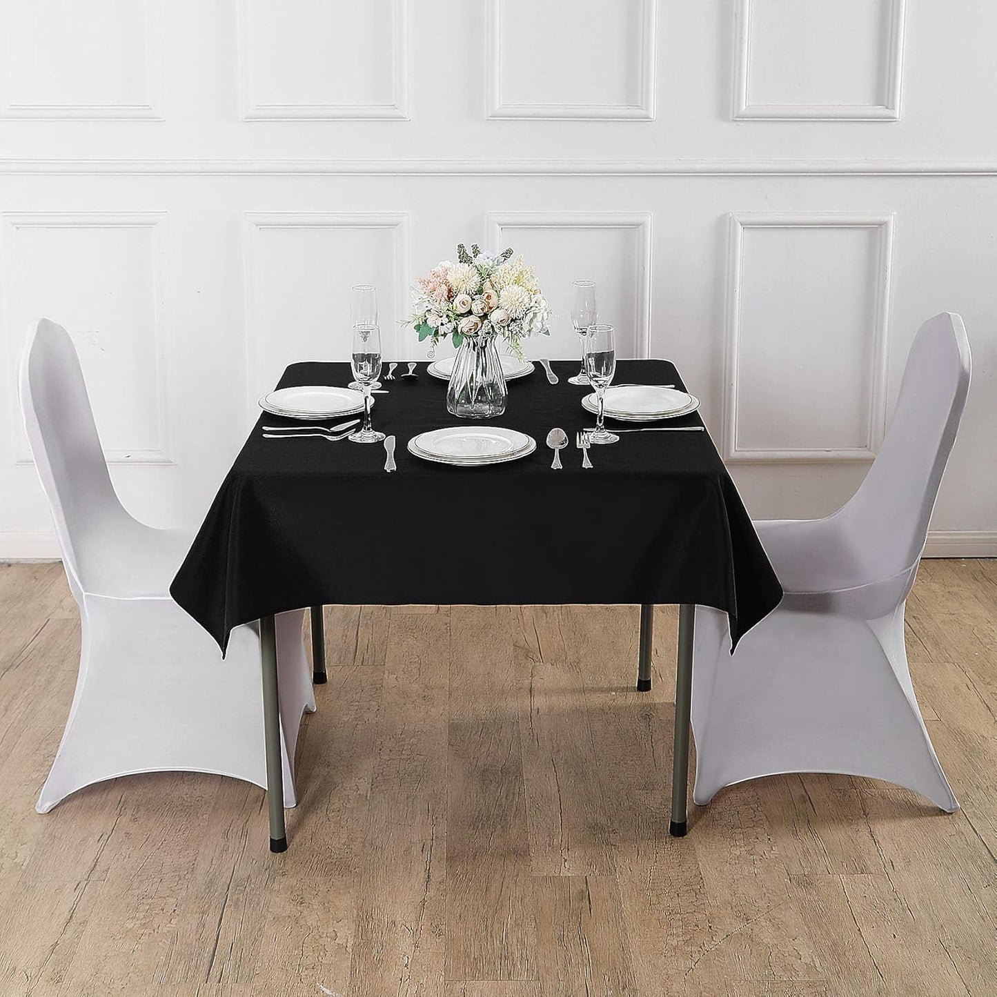 Cupuamon Square Tablecloth 70x70 inch Washable Polyester Fabric Table Cloth for Wedding Party Dining Banquet Decoration（70x70,Black）