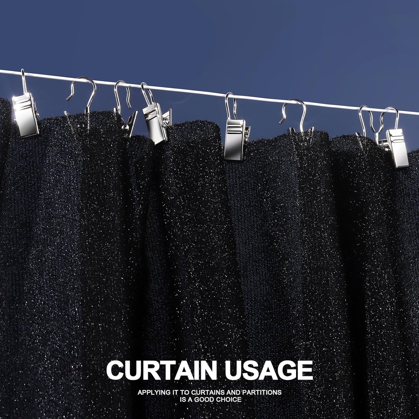 Teenitor 100 PCS Small Curtain Hooks Curtain Clips Bag Clips, Stainless Steel Curtain Rod Hooks, S Hooks for Hanging Drapes Photos Tent Lights Party Decorations Art Craft, Silver