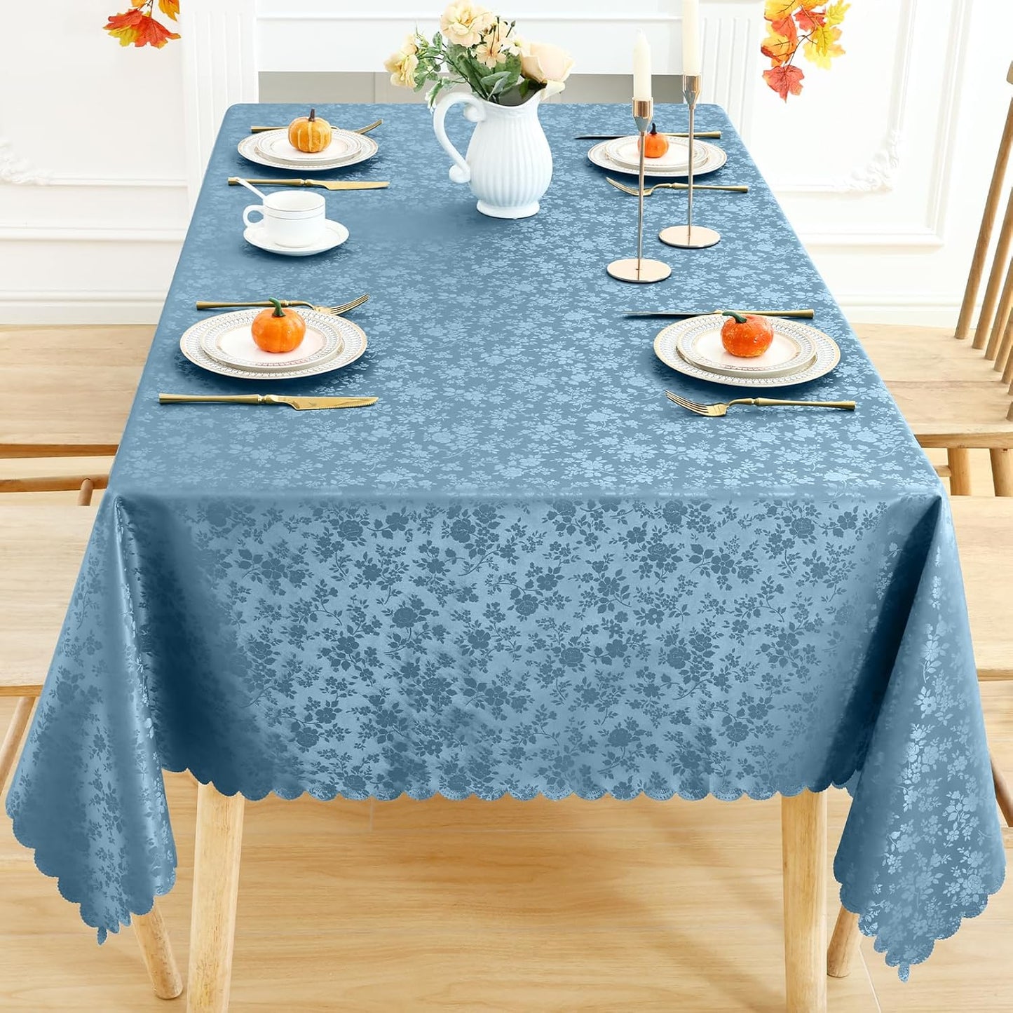 Smiry Rectangle Table Cloth, Waterproof Heavy Duty Vinyl Tablecloths, Wipeable Washable Table Cover for Kitchen and Dining Room (Stone Blue, 54" X 78")