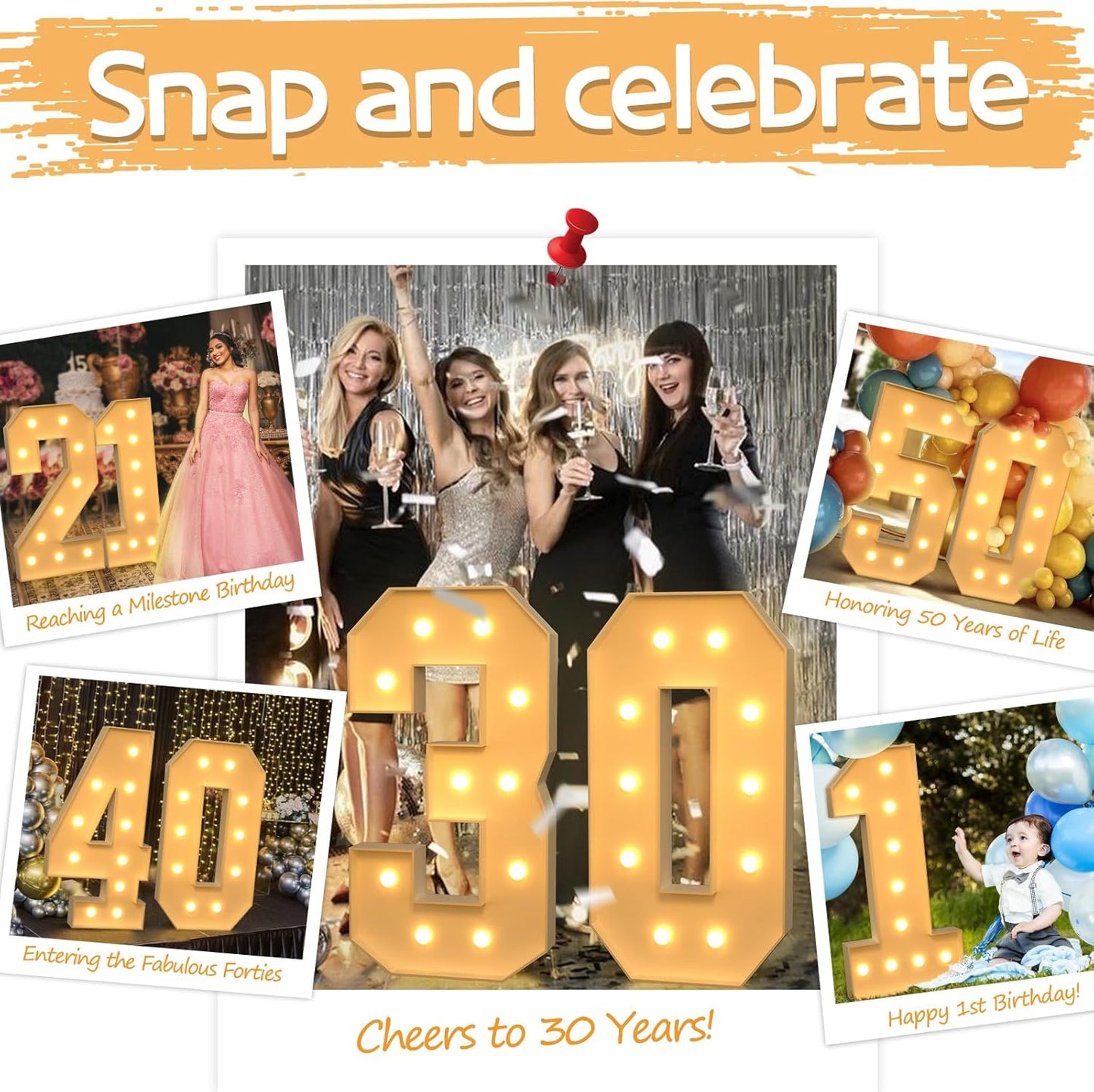 imprsv 4FT Marquee Numbers,DIY Light Up Numbers for 40th Birthday Decorations, Party Party Decorations,Anniversary Party Decor,Mosaic Number for Balloons Number 4,Pre-Cut Foam Board Kit