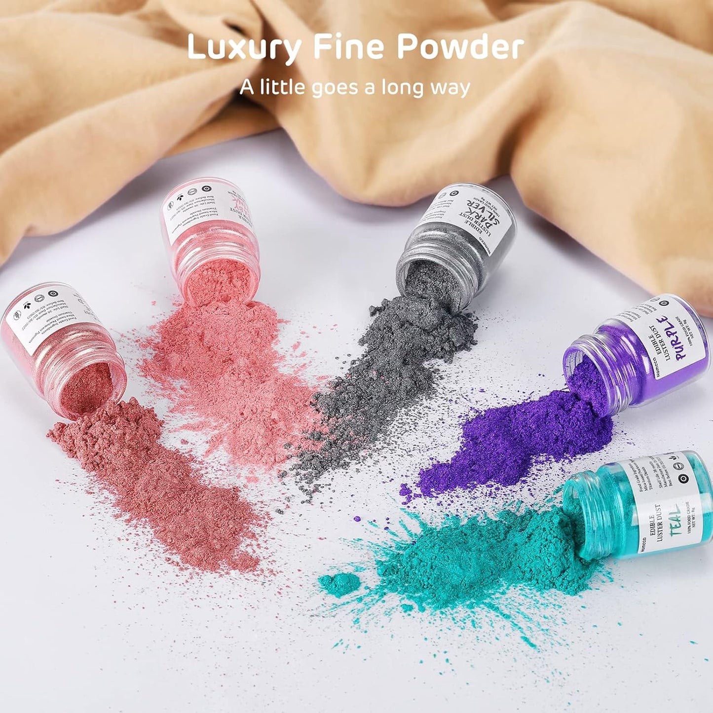 Nomeca Edible Luster Dust, 8 Grams Food Grade Shimmer Gold Cake Dust Metallic Food Coloring Powder for Cake Decorating, Baking, Fondant, Gumpaste, Chocolate, Candy, Drinks, Cookies - Pink