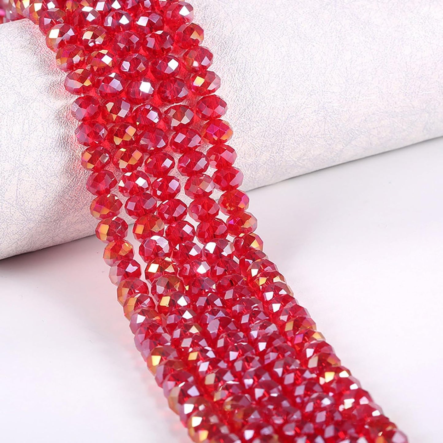 500Pcs 6mm Crystal Glass Beads for Jewelry Making Beads for Bracelets Necklace Pendants Making Supplies(Red)