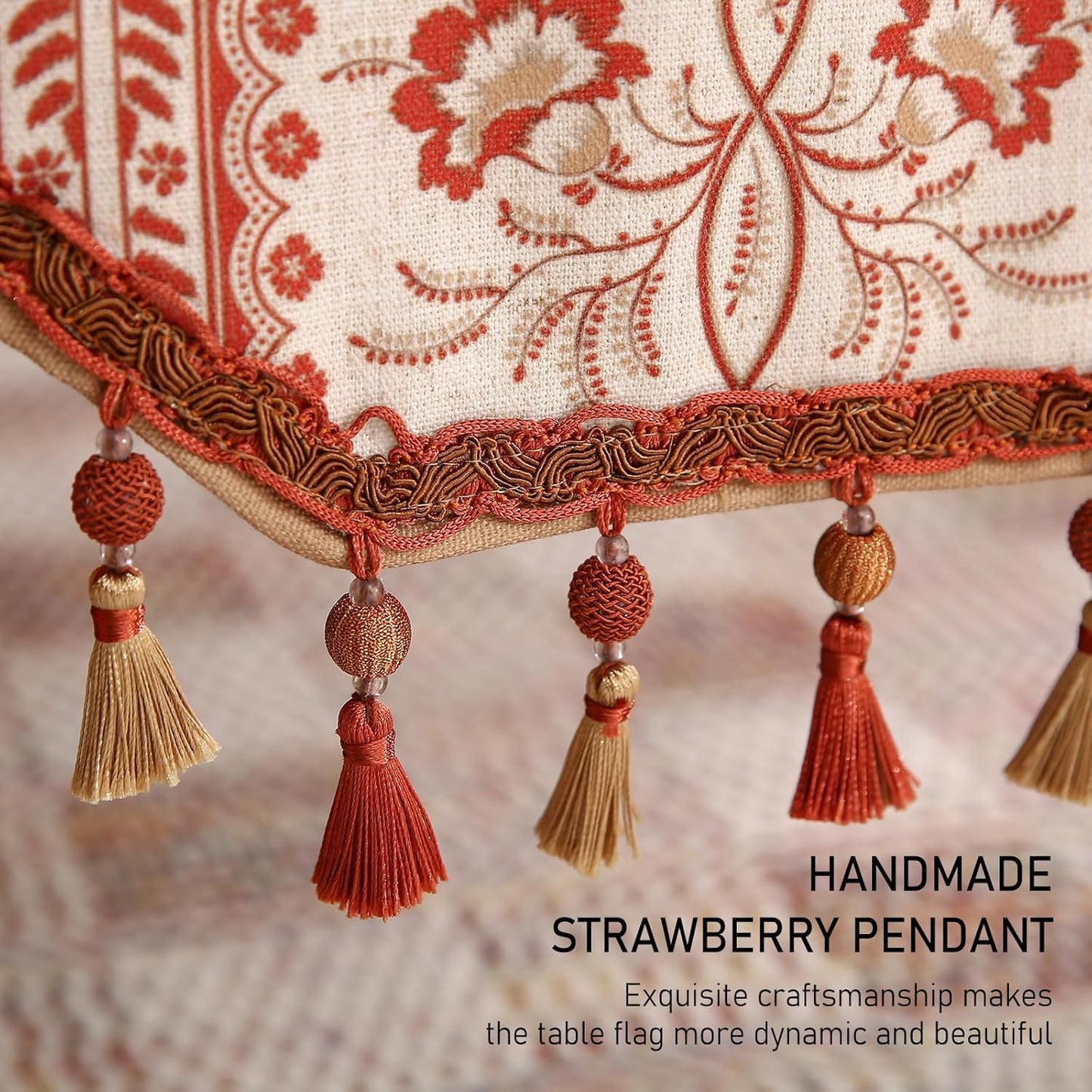 ISAENNE Designer Vintage Linen Table Runner 87 Inches Long,Red Floral Pattern Modern Decor Table Runners for Dining Tables,Thanksgiving,Kitchen Tables,Christmas,Banquet,12"*87"-Chamonix A