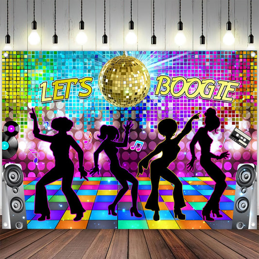 Disco Backdrop 7 x 5 ft Retro Glow Party 70s 80s 90s Theme Stage Dance Background Disco Party Decoration Disco Ball Banner Dance Backdrop for Birthday Party Prom Portrait Photo Props Polyester, Multi