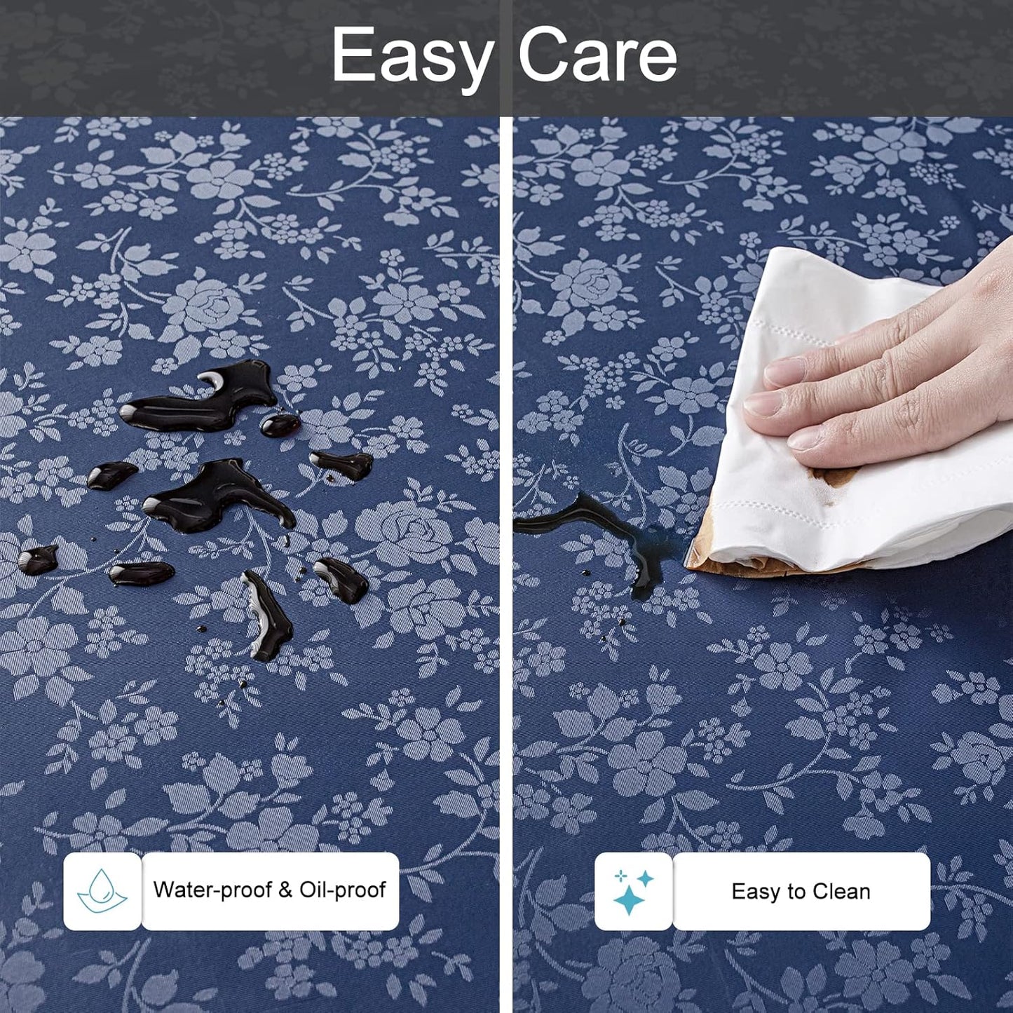 Smiry Rectangle Table Cloth, Waterproof Heavy Duty Vinyl Tablecloths, Wipeable Washable Table Cover for Kitchen and Dining Room (Navy Blue, 54" X 78")
