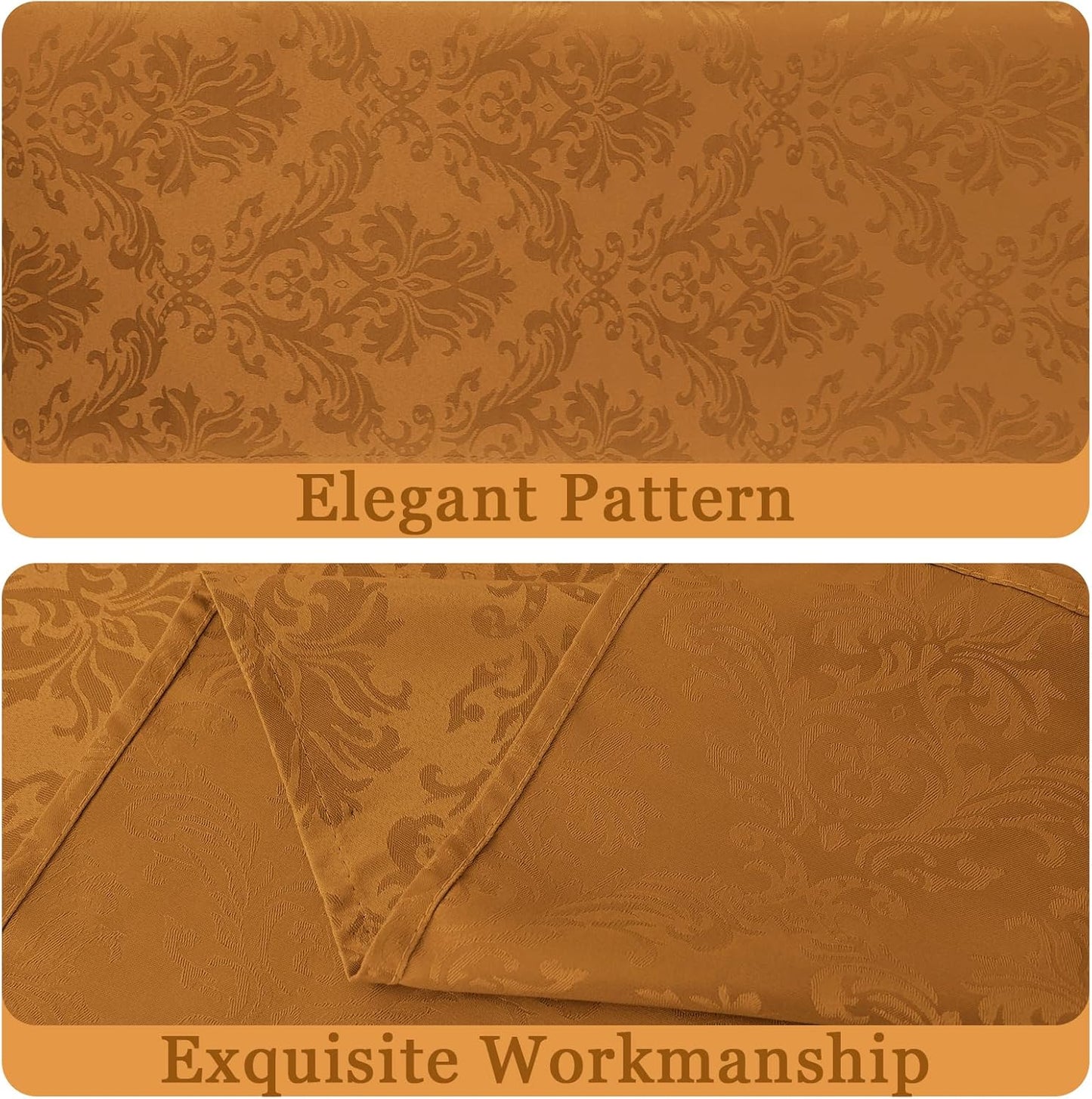 Square Table Cloth - 52 x 52 Inch Brown Jacquard Tablecloths Damask Design Spillproof Wrinkle Resistant Shrinkproof Soft Tablecloth Polyester Oblong Table Cover for Kitchen Dinning Party Tabletop