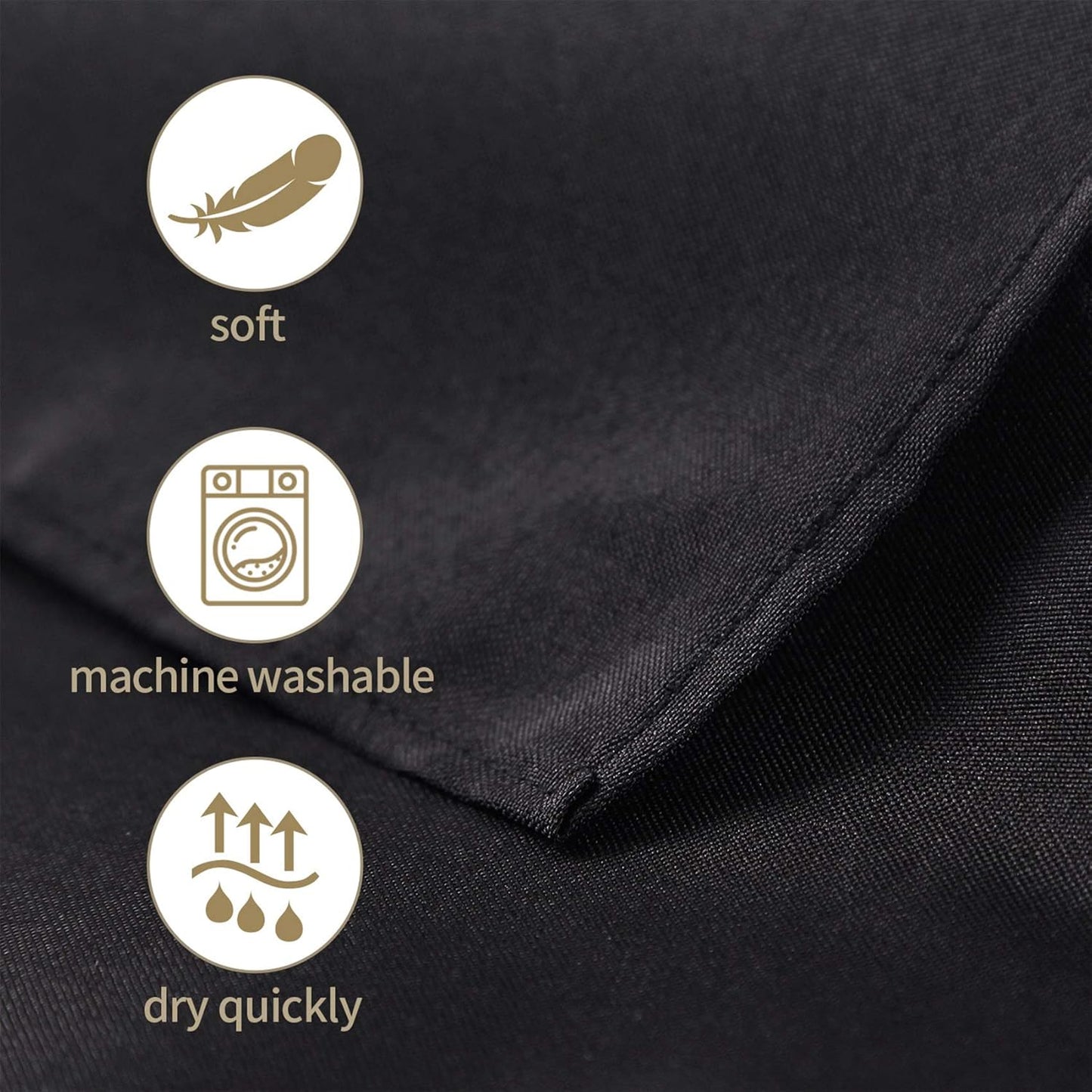 Ascoza 2pack 90 Inch Black Round Tablecloth in Polyester Fabric for Wedding/Banquet/Restaurant/Parties