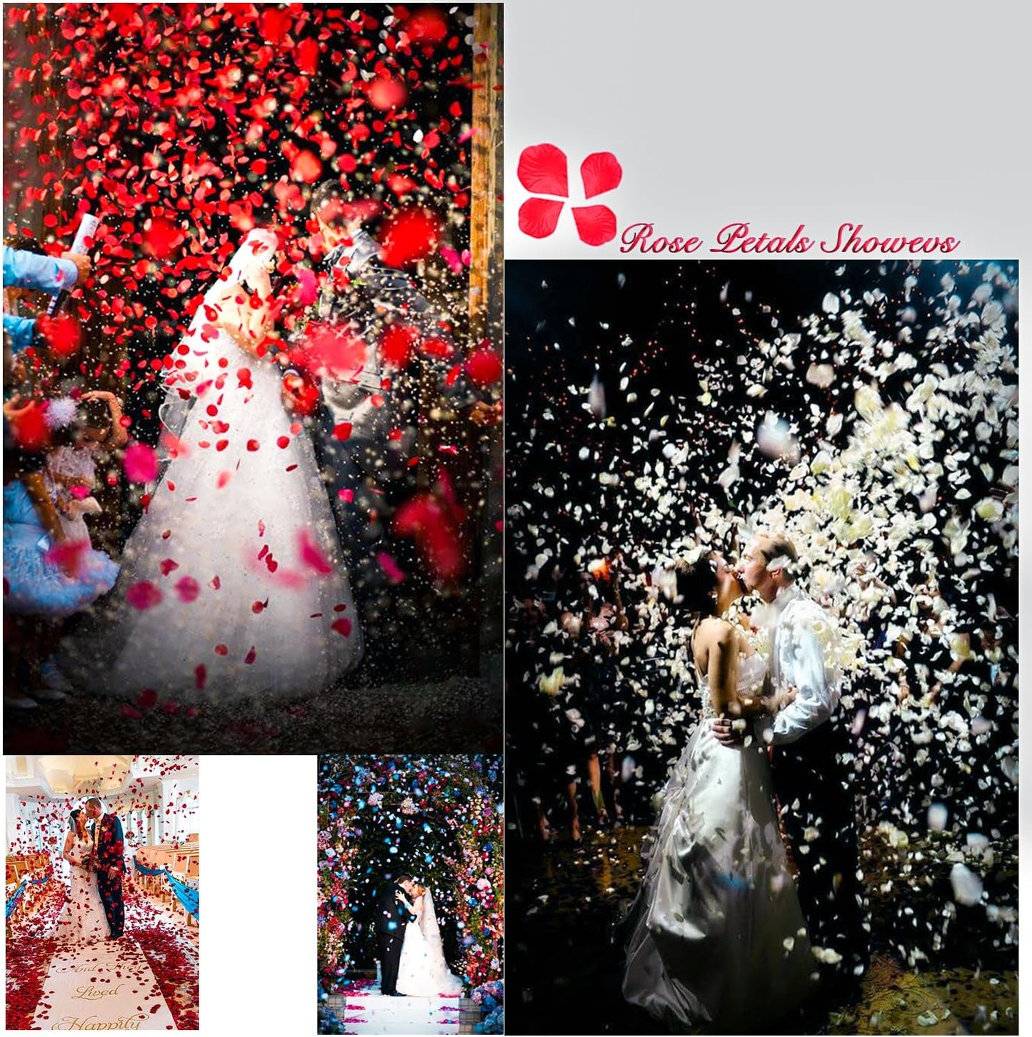 1000 Pieces Artificial Silk Rose Petals Flower Decoration Wedding Party (Green Plus White)