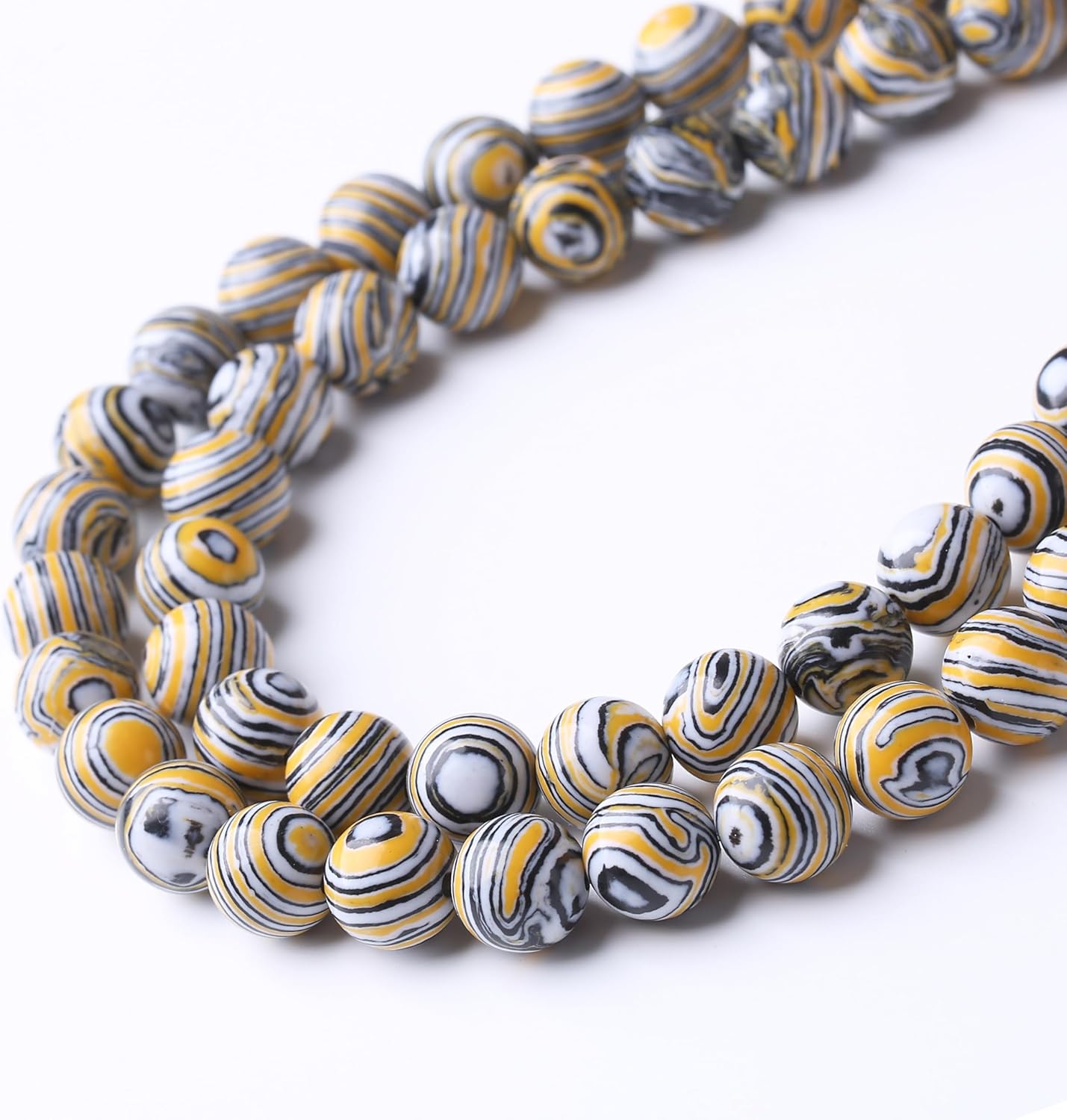 Yellow Peacock Turquoise Stone Beads Gemstone Round Crystal Energy Jade Beads Stone Beads for Jewelry Making DIY Bracelet Necklace Jewelry Making 1 Strand 15.5inch 35PCS 10MM