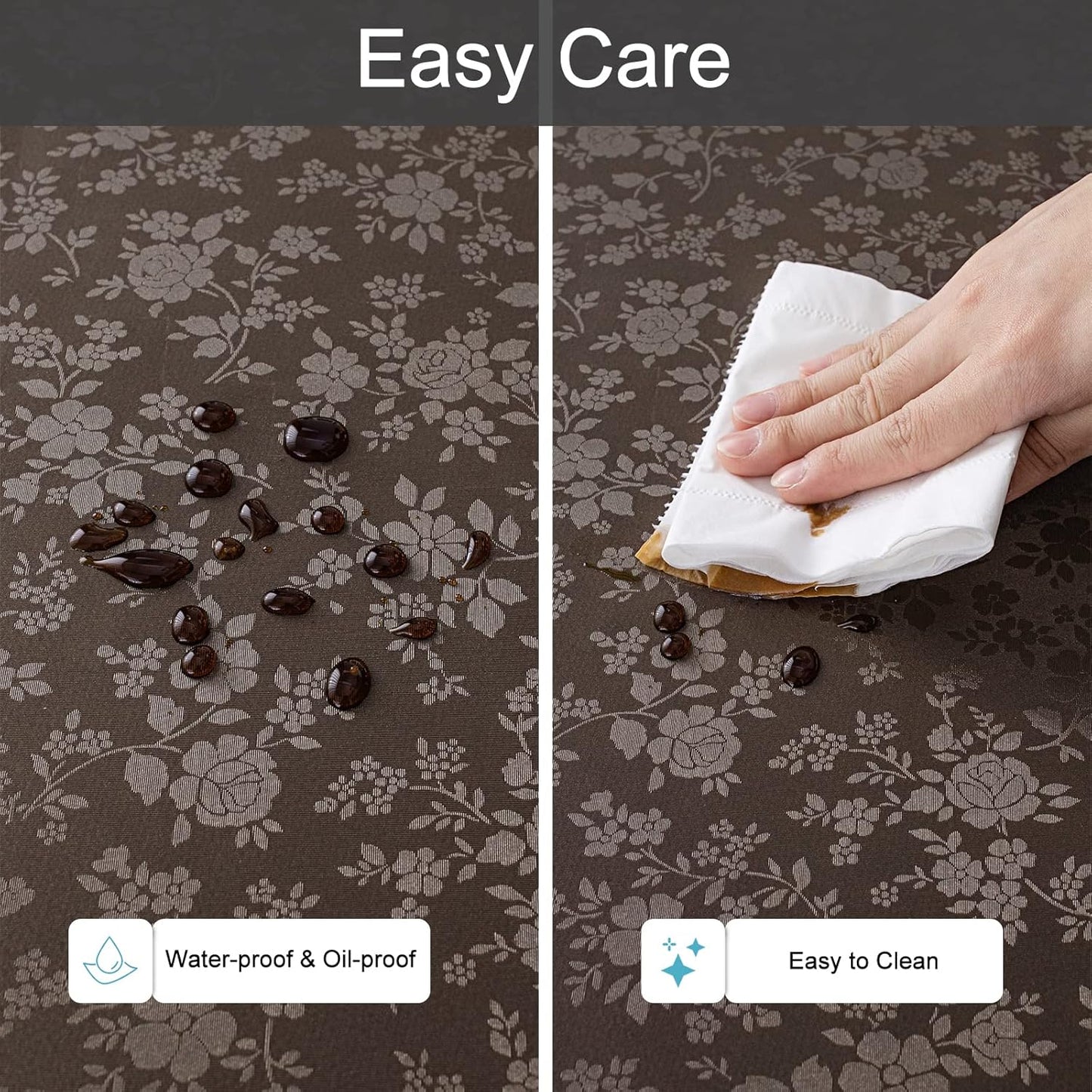 Smiry Rectangle Table Cloth, Waterproof Heavy Duty Vinyl Tablecloths, Wipeable Washable Table Cover for Kitchen and Dining Room (Coffee, 60" X 120")