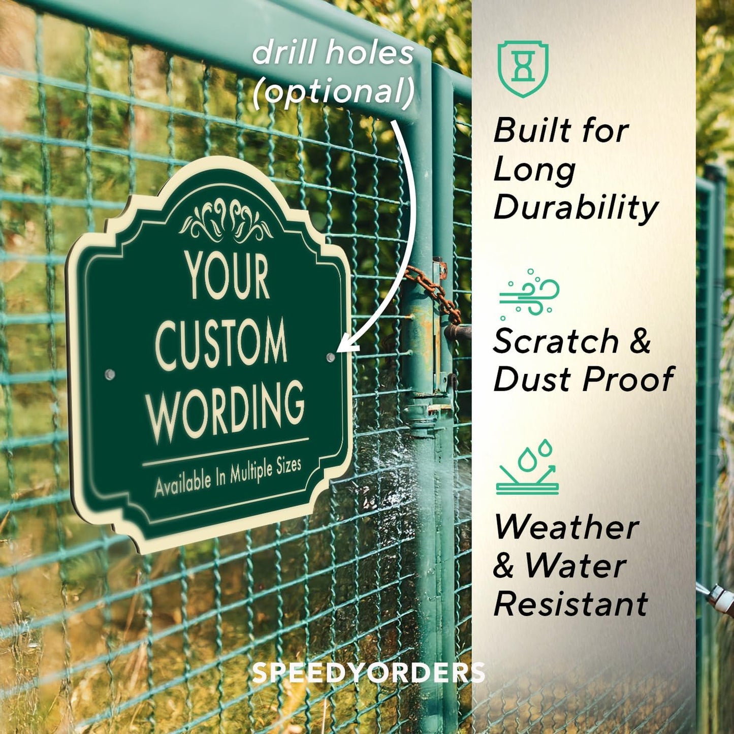 Custom Decorative Outdoor Metal Signs, Personalized Aluminum Signs, Customized Driveway Signs, Waterproof Signs Made In USA, Design 2 Forest Green 42x28 In