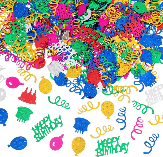 3000PCS Happy Birthday Confetti, Colorful Table Confetti, Metallic Foil Sprinkles or DIY Multicolor Birthday Sequins Metallic, Suitable for Birth day Party, Baby Shower, DIY Arts and Crafts